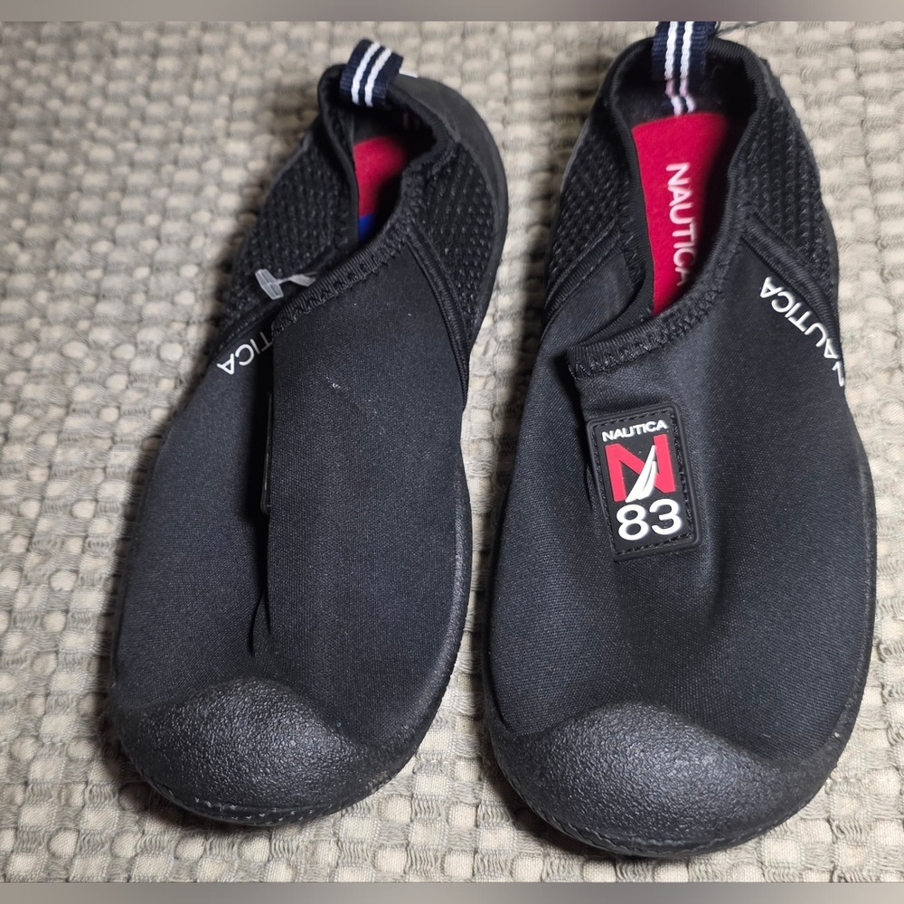 Nautica Black Swim Shoes with Red Accents - Picture 1 of 3
